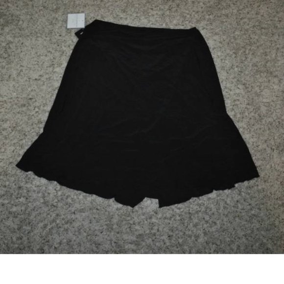 Womens Midi Skirt Black XL Petite Elastic Waist Lined Pleated Sag Harbor - Picture 4 of 4